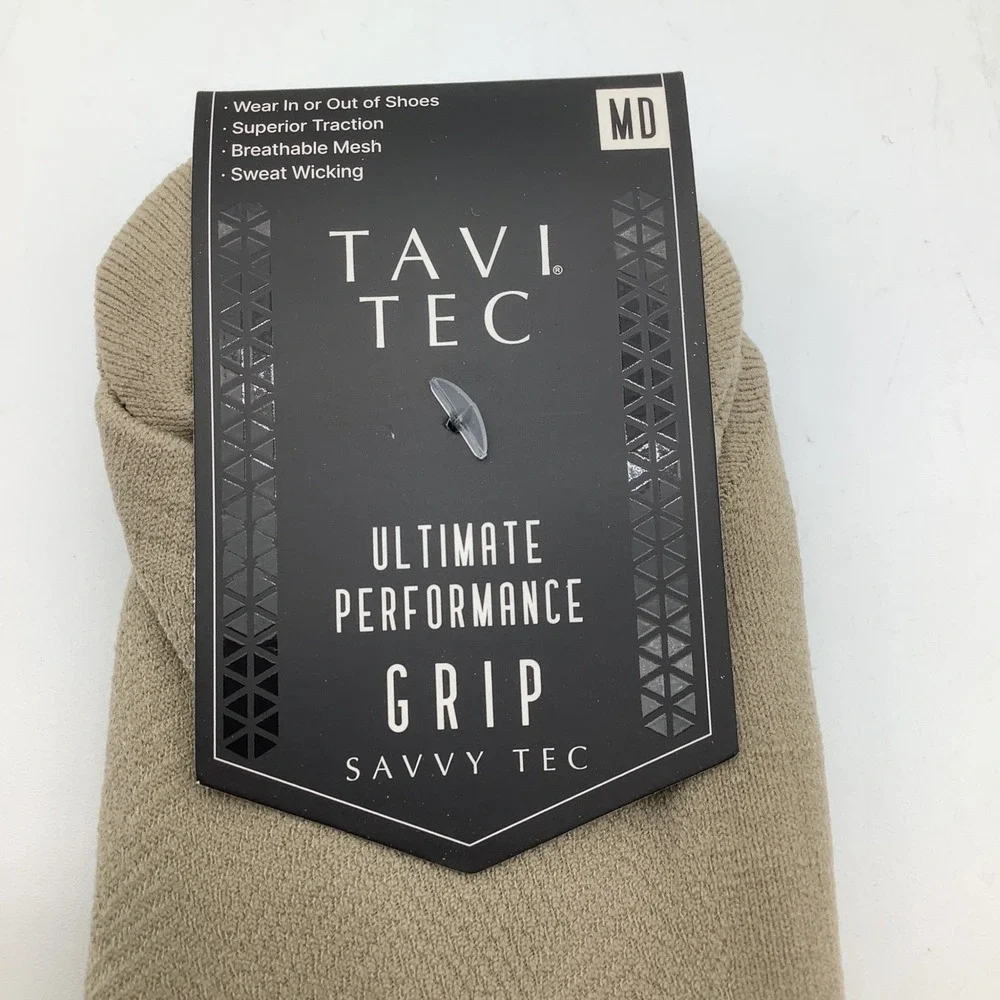 Tavi Tec Savvy Tec Ultimate Performance‎ Grip Socks Size Medium Shitake Tan New